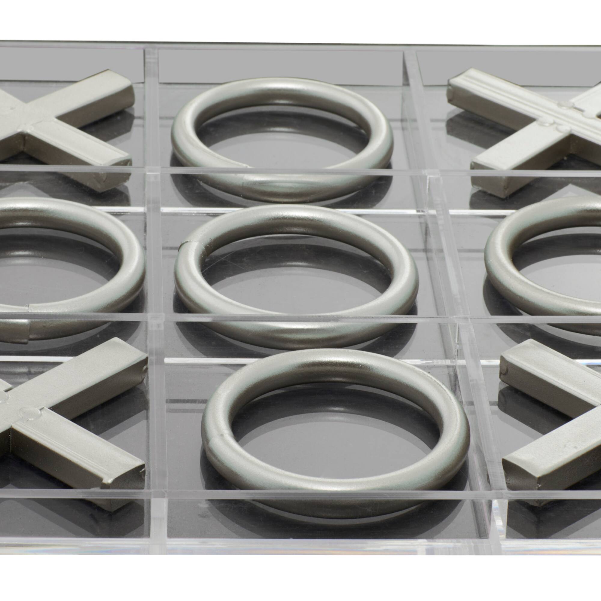Silver Acrylic & Metal Glam Tic-Tac-Toe Game Set
